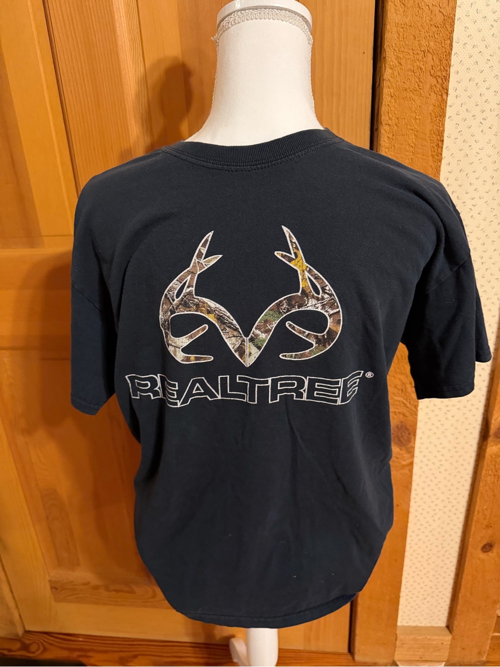 Realtree Black Short-Sleeve Tee with Camo Logo